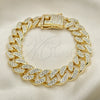 Pulsera Básica 03.372.0001.08 Oro Laminado, Diseño de Miami Cubana, con Blanca Cristal, Pulido, Tono Dorado (13 MM Thickness, 8 Inches Length)