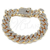 Pulsera Básica 03.372.0001.08 Oro Laminado, Diseño de Miami Cubana, con Blanca Cristal, Pulido, Tono Dorado (13 MM Thickness, 8 Inches Length)