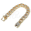 Pulsera Básica 03.372.0002.08 Oro Laminado, Diseño de Cubana, con Blanca Cristal, Pulido, Tono Dorado (14 MM Thickness, 8 Inches Length)