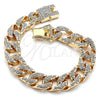 Pulsera Básica 03.372.0002.08 Oro Laminado, Diseño de Cubana, con Blanca Cristal, Pulido, Tono Dorado (14 MM Thickness, 8 Inches Length)