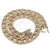 Gargantilla Basica 03.372.0002.18 Oro Laminado, Diseño de Cubana, con Blanca Cristal, Pulido, Tono Dorado (14 MM Thickness, 18 Inches Length)