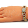 Pulsera Básica 03.372.0003.08 Oro Laminado, Diseño de Figaro, con Blanca Cristal, Pulido, Tono Dorado (13 MM Thickness, 8 Inches Length)