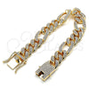 Pulsera Básica 03.372.0003.08 Oro Laminado, Diseño de Figaro, con Blanca Cristal, Pulido, Tono Dorado (13 MM Thickness, 8 Inches Length)