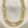 Gargantilla Basica 03.372.0003.18 Oro Laminado, Diseño de Figaro, con Blanca Cristal, Pulido, Tono Dorado (13 MM Thickness, 18 Inches Length)