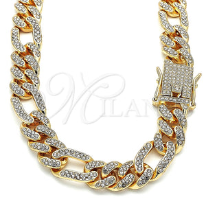 Gargantilla Basica 03.372.0003.18 Oro Laminado, Diseño de Figaro, con Blanca Cristal, Pulido, Tono Dorado (13 MM Thickness, 18 Inches Length)