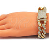 Pulsera Básica 03.372.0004.08 Oro Laminado, con Blanca Cristal, Pulido, Tono Dorado (19 MM Thickness, 8 Inches Length)
