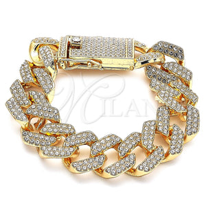 Pulsera Básica 03.372.0004.08 Oro Laminado, con Blanca Cristal, Pulido, Tono Dorado (19 MM Thickness, 8 Inches Length)