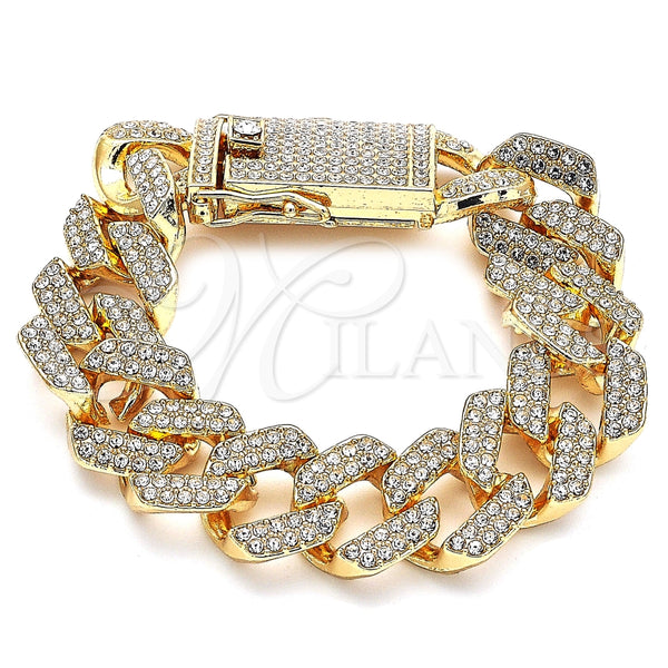 Pulsera Básica 03.372.0004.08 Oro Laminado, con Blanca Cristal, Pulido, Tono Dorado (19 MM Thickness, 8 Inches Length)