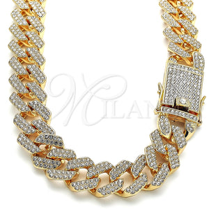Gargantilla Basica 03.372.0004.18 Oro Laminado, con Blanca Cristal, Pulido, Tono Dorado (19 MM Thickness, 18 Inches Length)
