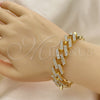 Pulsera Básica 03.372.0005.08 Oro Laminado, con Blanca Cristal, Pulido, Tono Dorado (15 MM Thickness, 8 Inches Length)