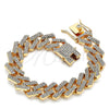Pulsera Básica 03.372.0005.08 Oro Laminado, con Blanca Cristal, Pulido, Tono Dorado (15 MM Thickness, 8 Inches Length)