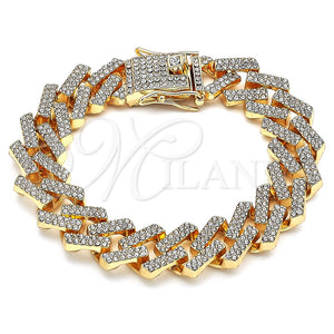Pulsera Básica 03.372.0005.08 Oro Laminado, con Blanca Cristal, Pulido, Tono Dorado (15 MM Thickness, 8 Inches Length)