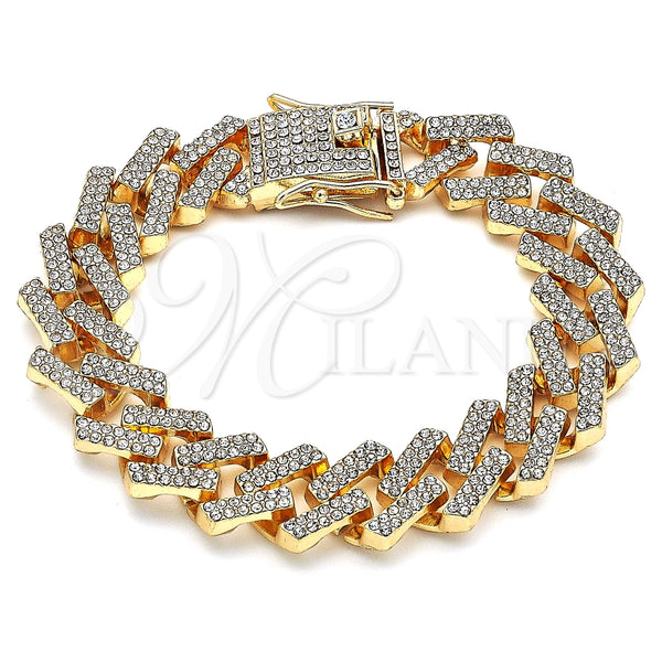 Pulsera Básica 03.372.0005.08 Oro Laminado, con Blanca Cristal, Pulido, Tono Dorado (15 MM Thickness, 8 Inches Length)