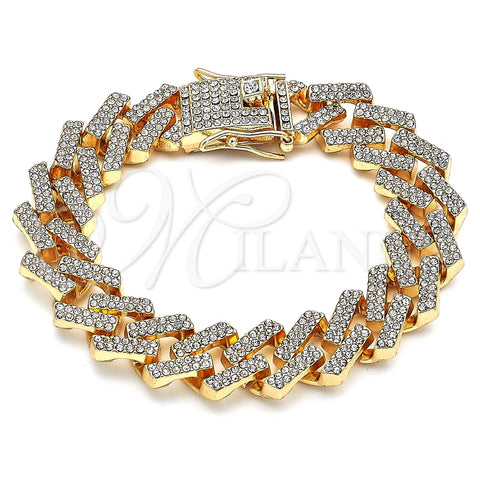 Pulsera Básica 03.372.0005.08 Oro Laminado, con Blanca Cristal, Pulido, Tono Dorado (15 MM Thickness, 8 Inches Length)