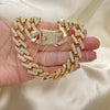 Gargantilla Basica 03.372.0005.18 Oro Laminado, con Blanca Cristal, Pulido, Tono Dorado (15 MM Thickness, 18 Inches Length)