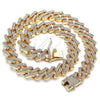 Gargantilla Basica 03.372.0005.18 Oro Laminado, con Blanca Cristal, Pulido, Tono Dorado (15 MM Thickness, 18 Inches Length)