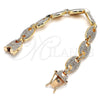 Pulsera Básica 03.372.0006.08 Oro Laminado, Diseño de Puff Mariner, con Blanca Cristal, Pulido, Tono Dorado (13 MM Thickness, 8 Inches Length)