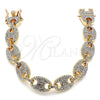 Pulsera Básica 03.372.0006.08 Oro Laminado, Diseño de Puff Mariner, con Blanca Cristal, Pulido, Tono Dorado (13 MM Thickness, 8 Inches Length)