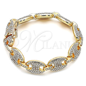 Pulsera Básica 03.372.0006.08 Oro Laminado, Diseño de Puff Mariner, con Blanca Cristal, Pulido, Tono Dorado (13 MM Thickness, 8 Inches Length)