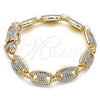 Pulsera Básica 03.372.0006.08 Oro Laminado, Diseño de Puff Mariner, con Blanca Cristal, Pulido, Tono Dorado (13 MM Thickness, 8 Inches Length)