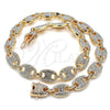 Gargantilla Basica 03.372.0006.18 Oro Laminado, Diseño de Puff Mariner, con Blanca Cristal, Pulido, Tono Dorado (13 MM Thickness, 18 Inches Length)