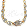 Gargantilla Basica 03.372.0006.18 Oro Laminado, Diseño de Puff Mariner, con Blanca Cristal, Pulido, Tono Dorado (13 MM Thickness, 18 Inches Length)