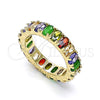 Anillo Multi Piedra 01.210.0137.09 Oro Laminado, con Zirconia Cubica Multicolor, Pulido, Tono Dorado (Tamaño 9)