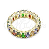 Anillo Multi Piedra 01.210.0137.09 Oro Laminado, con Zirconia Cubica Multicolor, Pulido, Tono Dorado (Tamaño 9)