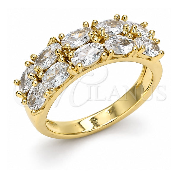 Anillo Multi Piedra 01.210.0147.07 Oro Laminado, Pulido, Tono Dorado (Size 7)