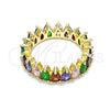 Anillo Multi Piedra 01.210.0149.08 Oro Laminado, Diseño de Gota, con Multicolor Zirconia Cubica, Pulido, Tono Dorado (Size 8)