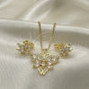 Juego de Arete y Dije de Adulto 10.210.0134.1 Oro Laminado, Diseño de Mariposa, con Blanca Zirconia Cubica and Blanca Micro Pave, Pulido, Tono Dorado