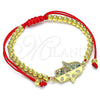 Pulsera Bolo Ajustable 03.381.0014.11 Oro Laminado, Diseño de Mano de Dios y Bola, con Multicolor Micro Pave, Pulido, Tono Dorado (04 MM Thickness, 11 Inches Length)