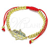 Pulsera Bolo Ajustable 03.381.0014.11 Oro Laminado, Diseño de Mano de Dios y Bola, con Multicolor Micro Pave, Pulido, Tono Dorado (04 MM Thickness, 11 Inches Length)