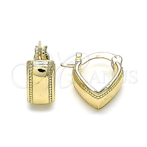 Argolla Pequeña 02.185.0003.12 Oro Laminado, Diseño de Corazón, Pulido, Tono Dorado