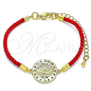 Pulsera Elegante 03.381.0015.06 Oro Laminado, Diseño de Ojo Griego, con Multicolor Zirconia Cubica, Pulido, Tono Dorado (02 MM Thickness, 6 Inches Length)