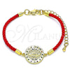 Pulsera Elegante 03.381.0015.06 Oro Laminado, Diseño de Ojo Griego, con Multicolor Zirconia Cubica, Pulido, Tono Dorado (02 MM Thickness, 6 Inches Length)
