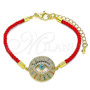 Pulsera Elegante 03.381.0023.06 Oro Laminado, Diseño de Ojo Griego, Esmaltado Turquesa, Tono Dorado (02 MM Thickness, 6 Inches Length)