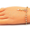 Rosario de Pulsera 09.213.0029.08 Oro Laminado, Diseño de Guadalupe y Cruz, Pulido, Tono Dorado