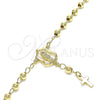 Rosario de Pulsera 09.213.0029.08 Oro Laminado, Diseño de Guadalupe y Cruz, Pulido, Tono Dorado