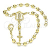 Rosario de Pulsera 09.213.0029.08 Oro Laminado, Diseño de Guadalupe y Cruz, Pulido, Tono Dorado