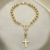 Rosario de Pulsera 09.213.0029.08 Oro Laminado, Diseño de Guadalupe y Cruz, Pulido, Tono Dorado