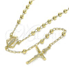 Rosario Fino 09.213.0029.24 Oro Laminado, Diseño de Guadalupe y Crucifijo, Pulido, Tono Dorado
