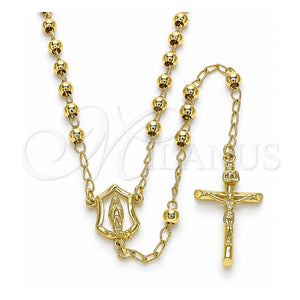 Rosario Fino 09.213.0029.24 Oro Laminado, Diseño de Guadalupe y Crucifijo, Pulido, Tono Dorado