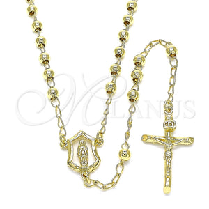 Rosario Fino 09.213.0029.24 Oro Laminado, Diseño de Guadalupe y Crucifijo, Pulido, Tono Dorado