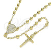 Rosario Fino 09.213.0030.24 Oro Laminado, Diseño de Altagracia y Crucifijo, Pulido, Tono Dorado