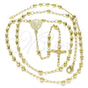 Rosario Fino 09.213.0030.24 Oro Laminado, Diseño de Altagracia y Crucifijo, Pulido, Tono Dorado