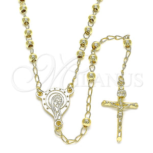 Rosario Fino 09.213.0030.24 Oro Laminado, Diseño de Altagracia y Crucifijo, Pulido, Tono Dorado