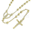 Rosario Fino 09.213.0031.24 Oro Laminado, Diseño de Guadalupe y Crucifijo, Pulido, Tono Dorado