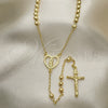 Rosario Fino 09.213.0031.24 Oro Laminado, Diseño de Guadalupe y Crucifijo, Pulido, Tono Dorado