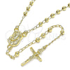 Rosario Fino 09.213.0032.24 Oro Laminado, Diseño de Jesus y Crucifijo, Pulido, Tono Dorado